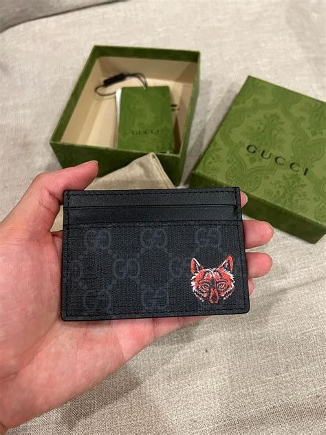 gucci card holder wolf|Gucci card holder for women.